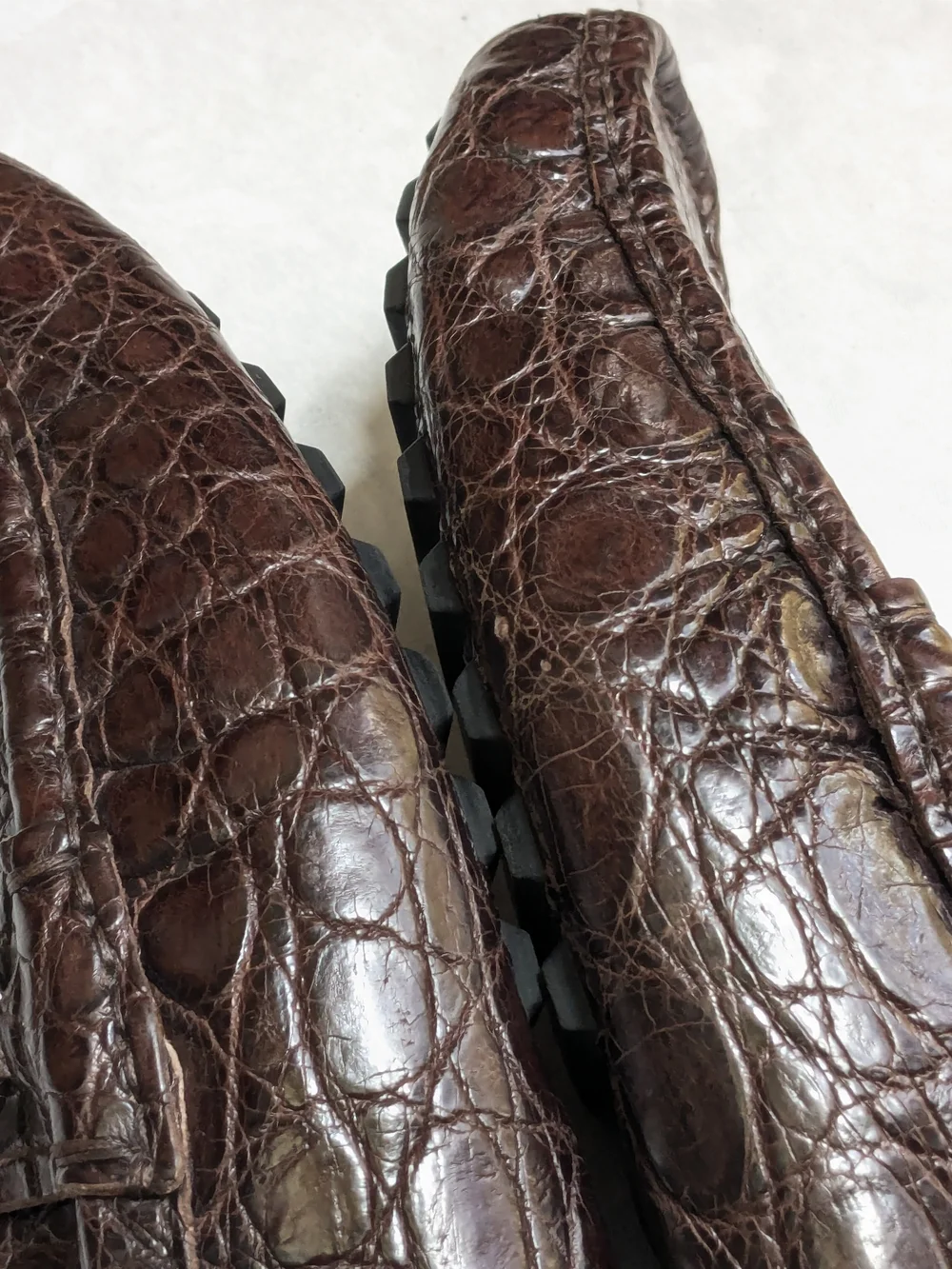Gucci Driving Horsebit Loafers Brown Crocodile Leather Men US 13.5 Exotic